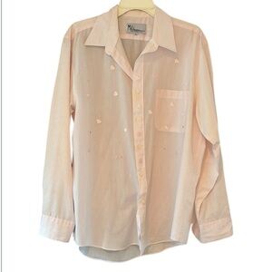 Hearts & Sparkle: White Button Down with Soft Pink Stripes